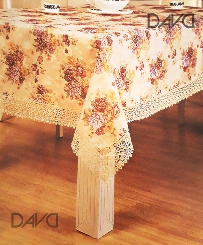 Скатерь кружевная на стол тефлоновая с гипюром 152*220, розы фото 2